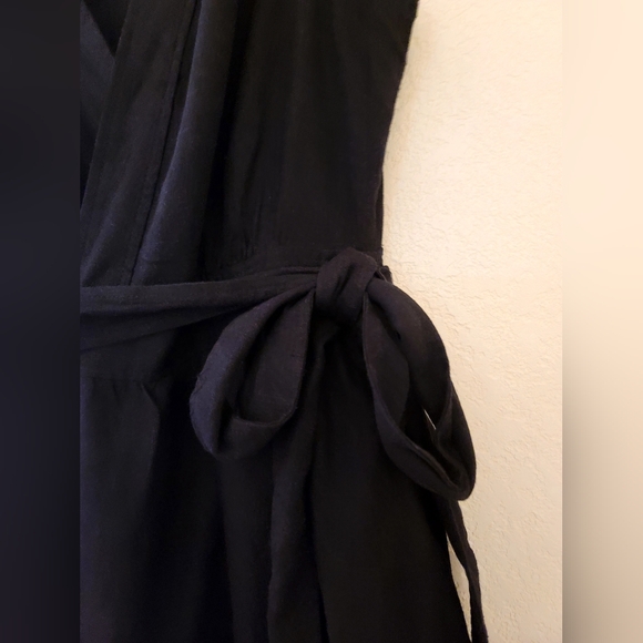Christian Lacroix Black Linen Wrap Dress Womens Size Medium Sleeveless Pockets - Picture 9 of 16